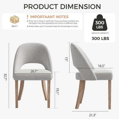 Wooden Dining Chairs Set of 6, Upholstered Modern Chenille Dining Room Chair Kitchen Chairs, Comfy Farmhouse Dinner Chair for Kitchen Dining Room, Grey
