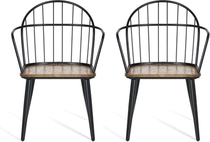 Christopher Knight Home Drats Dining Chairs Set of 2, Accent Dining Chair, Birch Finish Seating Kitchen Chair, Bucket Backrest Metal Frame Armchair, Industrial Dining Chair for Dining Room, Natural