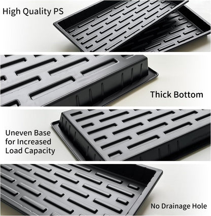 Growing Trays, 1020 Plant Nursery Trays Heavy Duty Seed Starter Flat Seedling Tray for 72/128 Cell Plug Tray Transplant Growing Microgreens (21"×11", 10 Pack, 1.6" Deep, Without Holes)