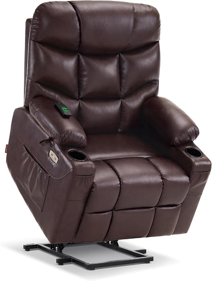 MCombo Power Lift Recliner for Elderly, Leather 7287 (Dark Brown, Medium)