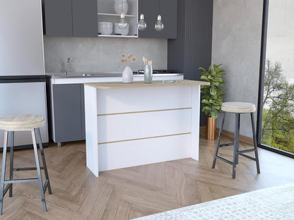 Kitchen Island with Two-Tier Storage Shelf and Workstation, White | Two-tier storage shelf and spacious workstation for efficient meal prep