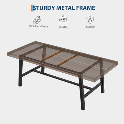 Garvee Industrial Dining Table for 6-8, 78.74" Extra Long Rectangular Kitchen Table with 2"×2" Metal Legs & Wood Top, Large Dining Table for Dining Room, Home Office, Brown