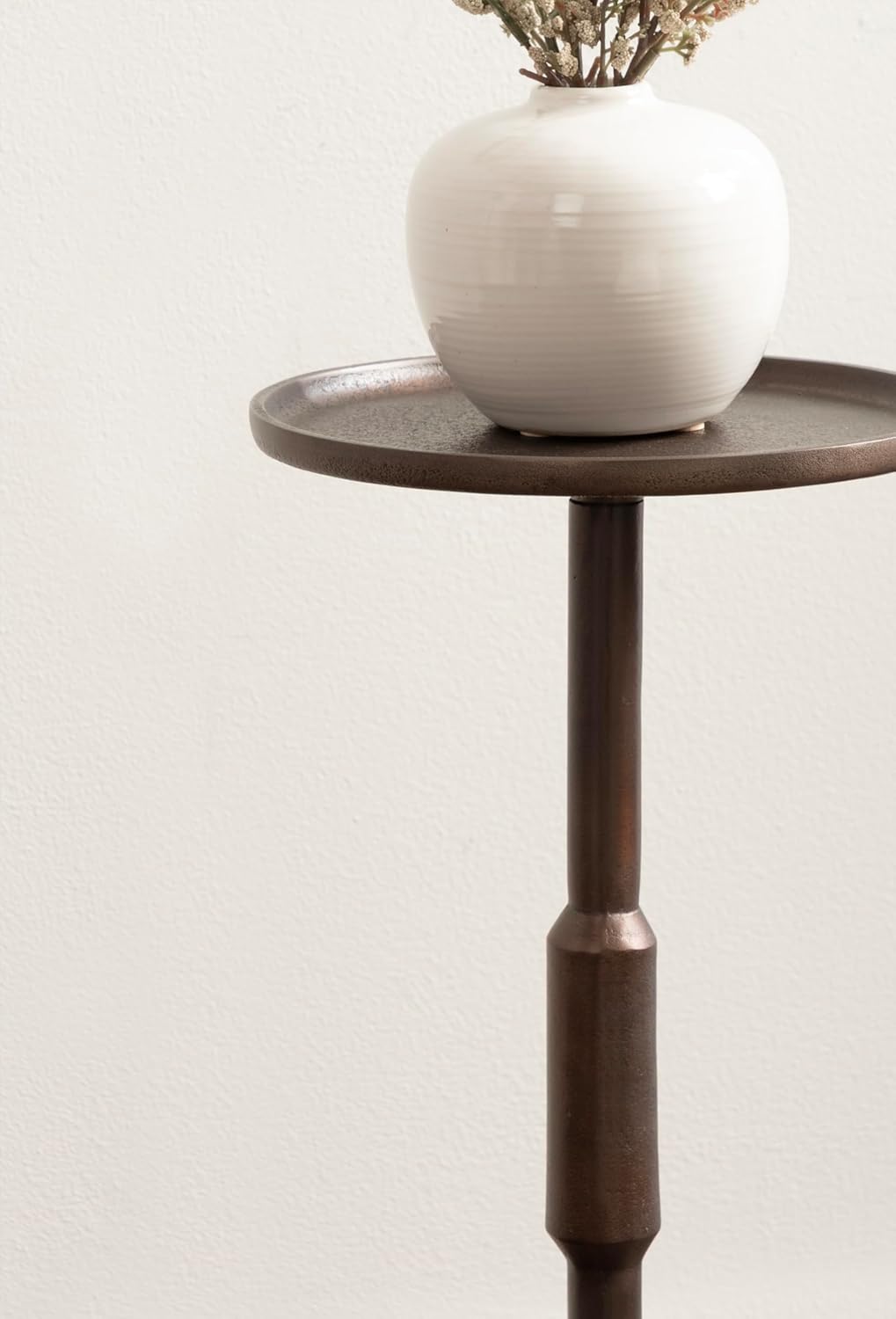 Kate and Laurel Truxton Modern Round Metal Drink Table, 9 x 9 x 22, Bronze, Transitional Cast Aluminum Pedestal Table for Use as Indoor Plant Stand or Living Room Decor