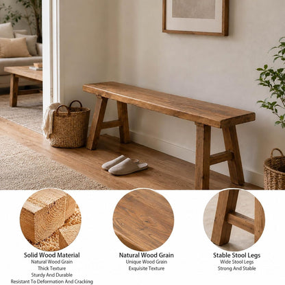 Narrow Bench For Entryway Skinny Hallway Shoe Benchs End Of Bed Slim Farmhouse Indoor Solid Wood Rustic Noodle Bench 19.6/39.3/62.9/70.8 In Length For Bedroom Living Room Kitchen(19.6x10.2x17.7in)