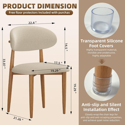 Dining Chairs Set of 4, Modern Fabric Upholstered Dining Room Chair MetalKitchen Chairs, Farmhouse Dinner Chair for Kitchen Dining Room, Beige