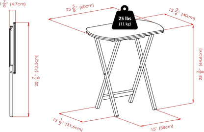 Winsome Corbett Set of 2 Oversized Foldable Snack Tables | Easy to Store Portable Fold Up Table Set for Kitchen, Living Room TV Dining, Crafts, Puzzles, Work From Home