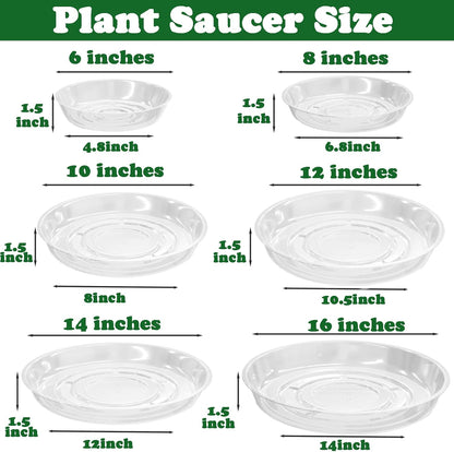 9 Packs 12 Inches Large Clear Plant Saucers for Indoor Outdoor Use Heavy Duty Plastic Plant Trays for Planter Flower Pot Drip Trays to Catch Water, 4 to 20 Inch, Round Transparent
