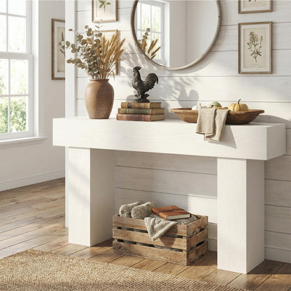 63 Inch Long Console Table for Entryway, Farmhouse Wood Sofa Table Behind Couch Table, Narrow Entryway Table for Living Room, Entrance, Hallway, Foyer, Rectangular Entry Way Table, Easy Assembly