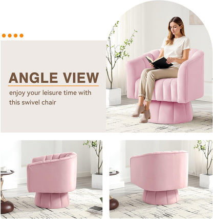 YSICK Swivel Accent Chair,360°Swivel Barrel Chairs, Mid-Century Chair with Wide Upholstered, Modern Velvet Fabric, Round Armchair for Living Room, Lounge, Bedroom