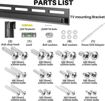 KAMIWI 1.2" Ultra Slim Fixed TV Wall Mount for 12-55 Inch TVs up to 100lbs | Low-Profile Flush TV Mount, Universal TV Wall Bracket, Fits 16"/24" Wood Stud, Max VESA 400 x 400 mm, Easy Installation