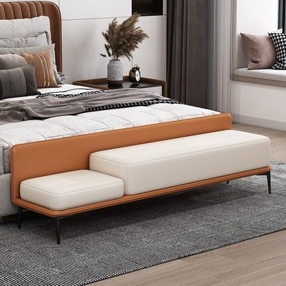 Modern Bed End Stool Modern Bedside Bench Bedroom Entrance Shoe Long Sofa Entryway(Brown)