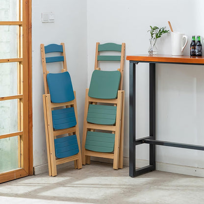 Solid Wood Folding Bar Stool Height Foldable Stool Tall Stool 3 Step Multifunction Indoor Ladder Stool Portable Foldable Stool Step Stool for Household Kitchen Bathroom Storage Shelf(Blue)