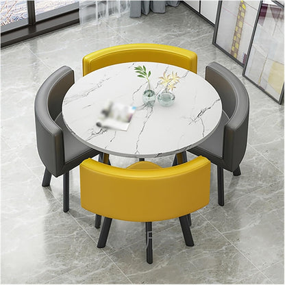 Reception Table and Chair Set, Space-Saving Small Round, Office Club Negotiation Coffee Table, for Home Living Room Balcony Cafe Meeting Break