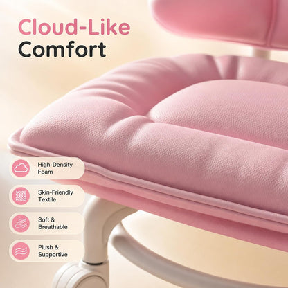 Rolling Low Stool with Backrest, Cloud Comfort Swivel Stool，Gray | Rolling Backrest Chair with Padded Seat & 360° Silent Casters, Cloud-Soft Cushion for Workshops, Garages, Studios, Home