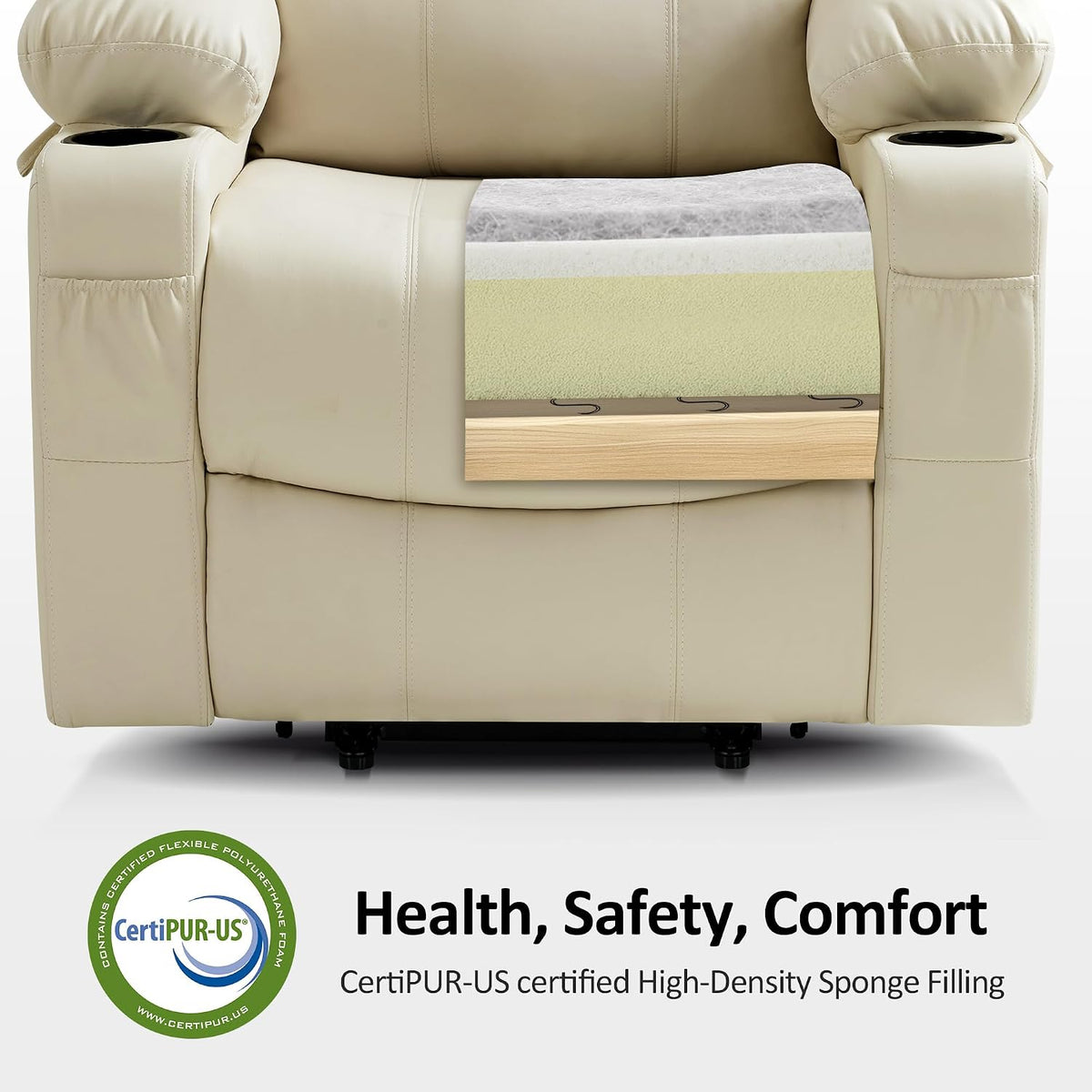 MCombo Power Lift Recliner Chair for Elderly, Heat and Massage 7040(Medium)