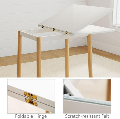 47" Wooden Foldable Kitchen Table Dining Table Rotating Table 4-6 People