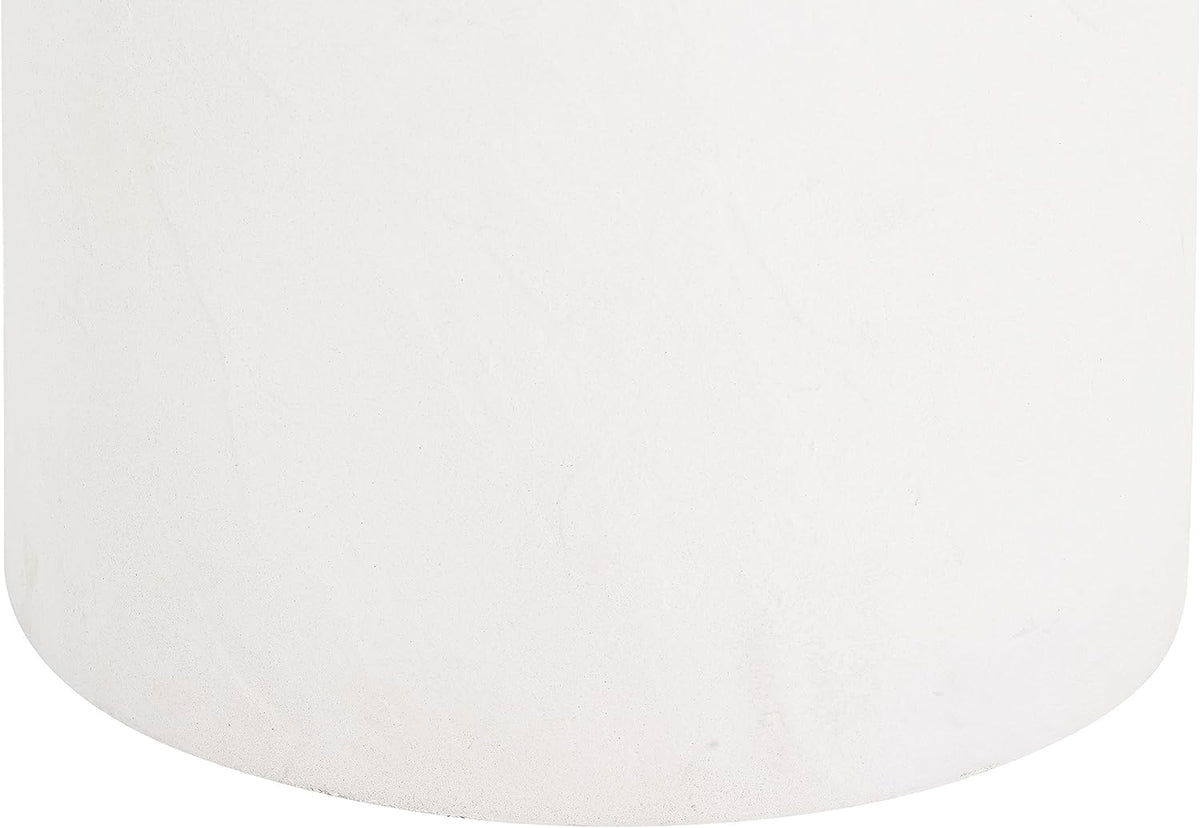 First of a Kind White Concrete Side Table with Smooth Curves - Round Coffee Table for Indoor/Outdoor Use - Durable & Stylish Neutral Design - 20.5" W x 20.5" D x 20" H