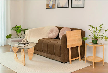 Folding TV Tray Table – Solid Rubberwood – Natural Wood Color – 19" L x 14.5" W x 26" H – Indoor Table – 1 Piece (Natural)