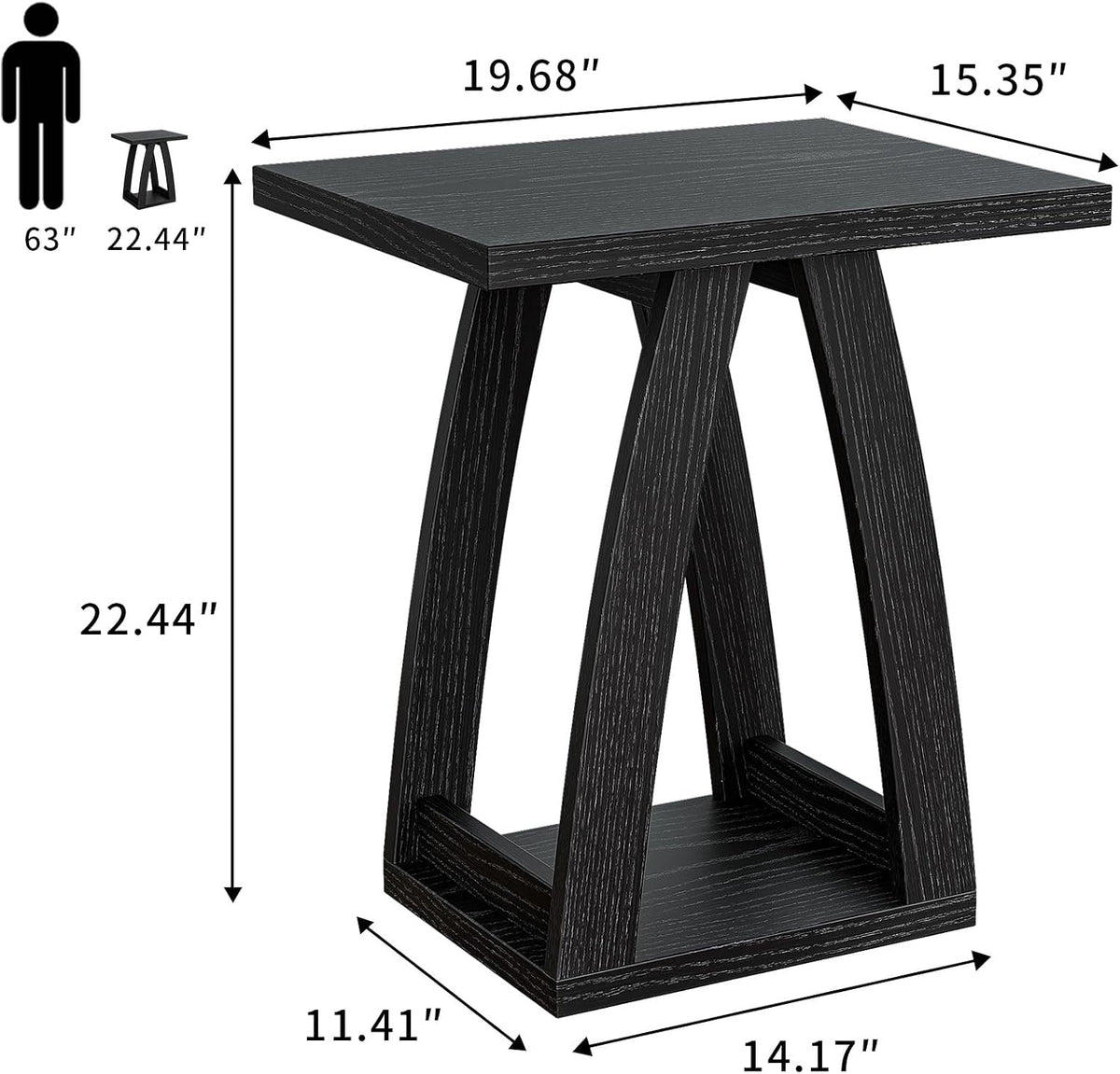 End Tables Living Room Set of 2. Side Tables Living Room. Side Table Beside Sofa. Modern End Table for Home. Black End Tables Set of 2