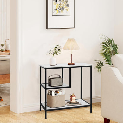 AT-VALY 3-Tier End Table,Nightstand for Living Room, Bedroom, Office, Bathroom (Black)