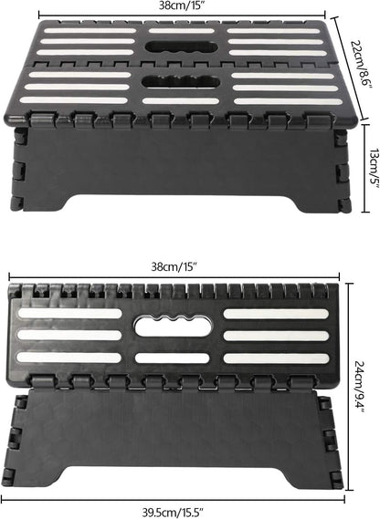 5 Inch Folding Step Stool with Non-Slip Mat. Made of Incombustible Plastic, Can Withstand Over 250 Pounds. Collapsible Step Suitable for Kitchen, Bathroom, Bedroom, Camping, Travel ect