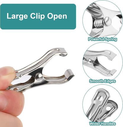 JULMELON 25 PCS Greenhouse Clips, 2.2 Inch Stainless Steel Garden Clips, Heavy Duty Row Cover Clips with Large Open Strong Grip for Fixing Netting Cover Film,Shade Cloth Film Plant Netting