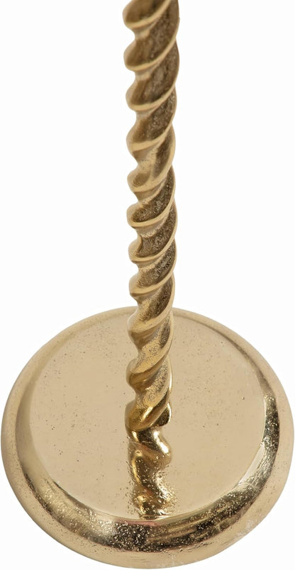Kate and Laurel Ropa Transitional Round Pedestal Drink Table, 9 x 9 x 22, Gold, Decorative Cast Aluminum Mini Table with Spiral Rope Design for Use as Indoor Plant Stand or Living Room Accent