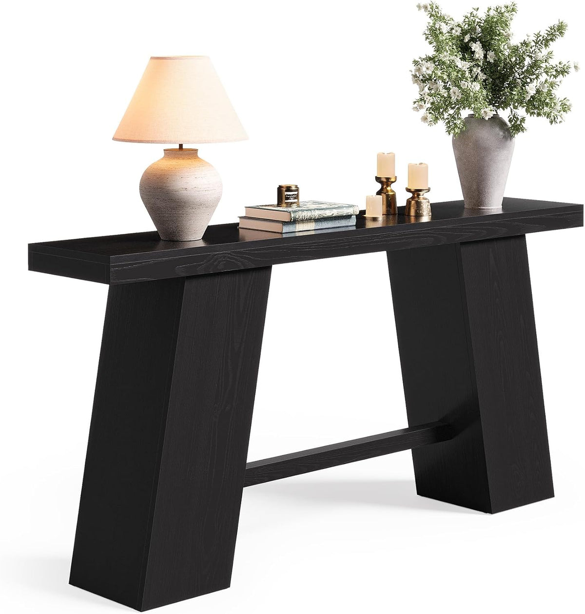 LITTLE TREE 70.8-Inch Long Black Console Table for Entryway, Narrow Modern Sofa Table for Entry, Hallway, Behind Couch, Living Room, Foyer, Entrance, Front Door