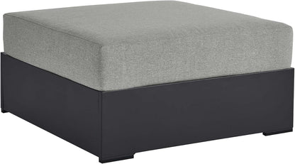 Modway Tahoe Aluminum Ottoman Gray with Weather-Resistant Cushion-Ideal as Outdoor Footstool, Patio or Sunroom Furniture