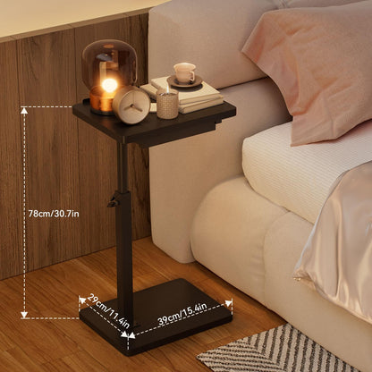 IBUYKE C Shaped Side Table, Angle Adjustable, 360° Swivel Height Adjustable End Table for Small Spaces, for Phone Computer & Tablet, Modern Small Coffee Snack Table for Sofa/Bed, Black UTVT004B