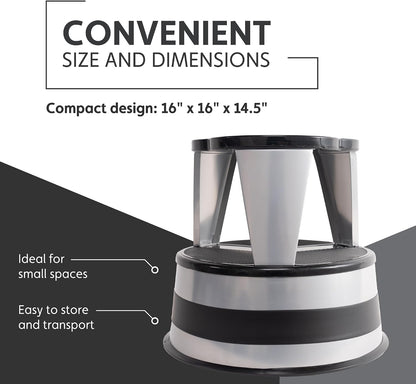 Cramer Kik Step Steel Step Stool - Two Step Stool, Holds 350 lbs (Silvertone)