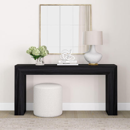 Plank+Beam Grand Console Table, 66 Inch, Black Wirebrush