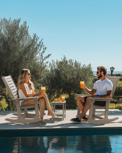 IVY&LANE Outdoor Rocking Chairs Set of 2 | Porch-Rockers | Grey | HDPE Plastic | All-Weather | High Back | Wide Seat | Oversized Patio Rocker for Adult | for Outside Deck Balcony Garden