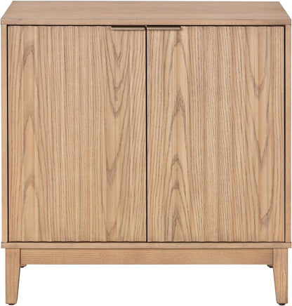 Modern Fluted Accent Credenza - Sideboard Buffet Cabinet with Doors & Adjustable Shelves, Multi-Functional Storage Cabinet for Living Room, Dining Room, Hallway & Entryway (Natural Ash)
