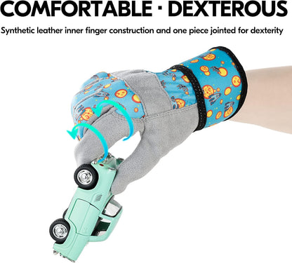 Vgo... 1-Pair Age 7-8Kids Gardening Gloves,Children Yard Work Gloves,Soft Safety Outdoor Playing Gloves(Size XL, Blue Plane, KID-MF3561)
