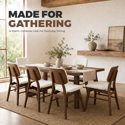 Dining Chairs Set of 6, Mid-Century Modern Dining Room Kitchen Dinner Chairs, Upholstered Vanity Living Room Chairs, Open Back and Padded Seat for Home/Kitchen/Living Room/Bedroom