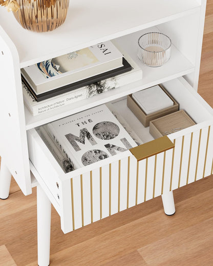 Night Stand, Modern Side Table, Small Nightstand, Wood Bedside Table with Storage Drawer End Table for Bedroom,Living Room,Office,White