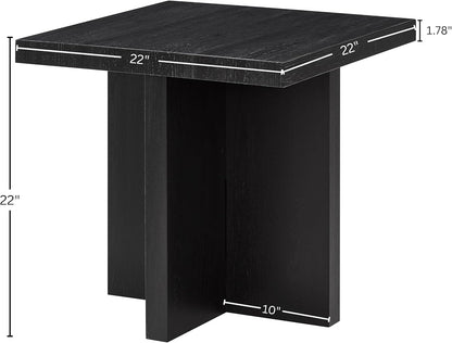 Roundhill Furniture Mchome Square End Table, Nightstand, Black Finish