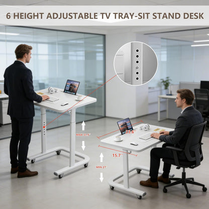 BeGyoku TV Dinner Tray Table,TV Trays for Eating on Couch,Height Adjustable TV Tray Table with Wheels,C Shaped End Table with Slot,Standing Rolling Laptop Desk&Wooden Snack Tray for Bed&Sofa&Recliner