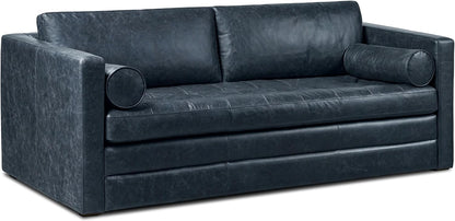 Poly & Bark Napa 82" Leather Pull‑Out Sleeper Sofa – Full‑Grain Italian Leather Upholstery,Tri‑Layer Mattress & Storage Console –Sophisticated Multi‑Functional Sofa Bed for Living Rooms & Guest Spaces