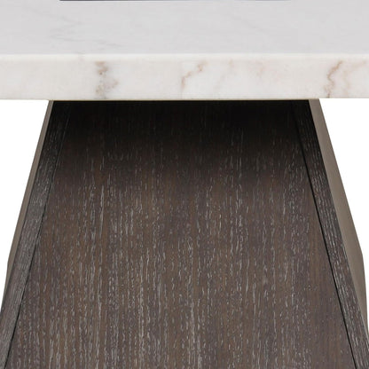 Furniture of America Rafferty Modern Solid Wood 22-inch Square End Table with Genuine Marble Top and Tapered Base for Living Room, Office, Dark Walnut/White
