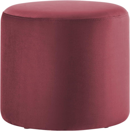 Studio Living® 19” Wentworth Ottoman Round Soft Velvet Bench, Stationary Ottomans, Backless Chair, Footrest for Living Room, Footstool Office, Bedroom, Padded Seat, Plum