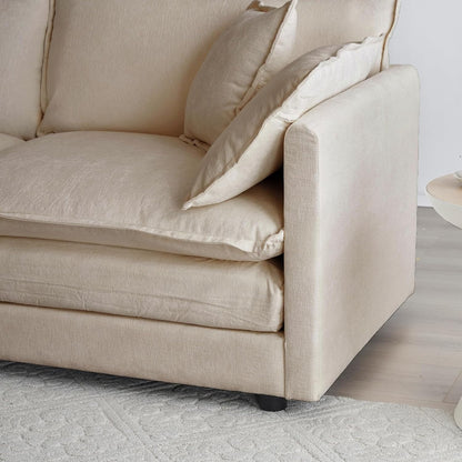 Fabric Ottomans Footrest to Combine with 2 Seater Sofa, 3 Seater Sofa and 4 Seater Sofa, Beige