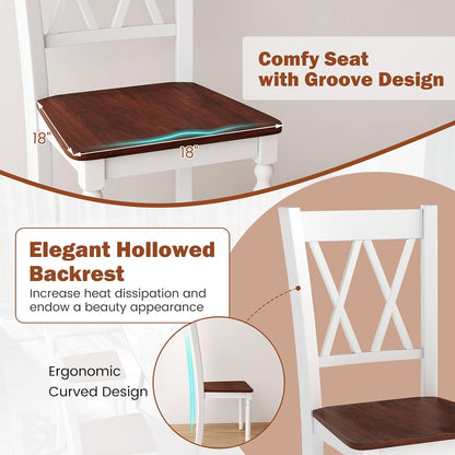 GOFLAME Wooden Dining Chairs Set of 4, Farmhouse Kitchen Side Chairs with Ergonomic Seat & High Backrest, Armless Dinette Chairs for Dining Room, Living Room, Restaurant, Walnut & White