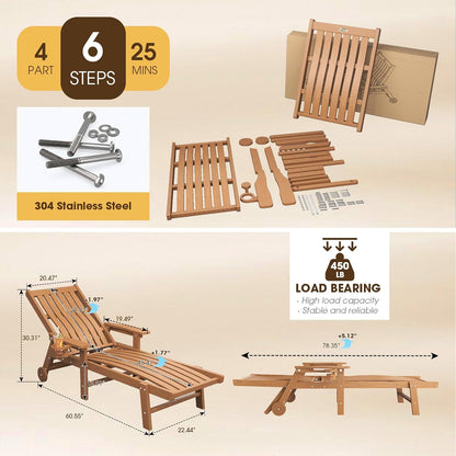 Outdoor Chaise Lounge Chair Set of 2,HDPE lounge chair outdoor with Wheels | Oversized pool lounge chairs with cup holder, 5 adjustable position for patio,outside,pool,deck