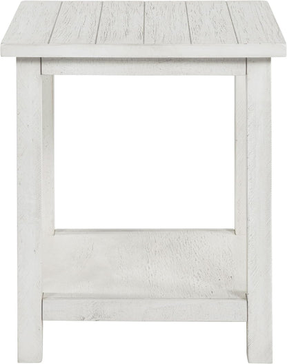 Coaster Home Furnishings - Payne - Wood - Square End Table with Lower Shelf, Open Storage and Rustic Style - Living Room - 20-Inch - White - 710556