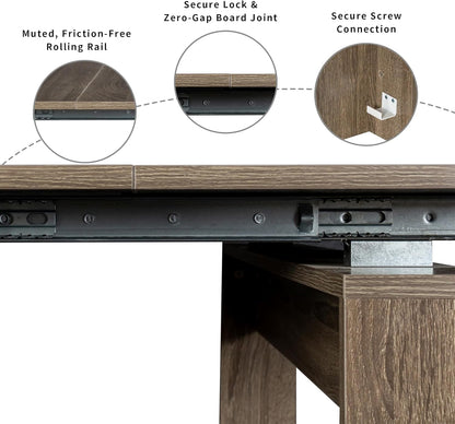 Extendable Dining Table, Transformer Extra Console Table for 1-12 People, Folding Space Saving Dining Room Table for Homes, Apartments, Oak