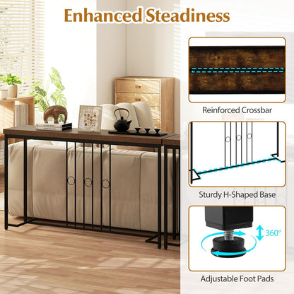 Giantex Industrial Console Table, 55" Narrow Entryway Table with H-Shaped Base & Spacious Tabletop, Behind Sofa Table for Small Spaces, Dining Room, Living Room, Bedroom, Entrance and Hallway