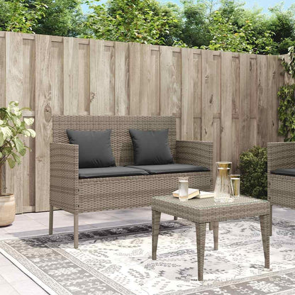 Patio Storage Bench with Cushion, PE Rattan Garden Bench with Waterproof Bag, Outdoor Seating and Storage Box for Cushions and Towels, Gray