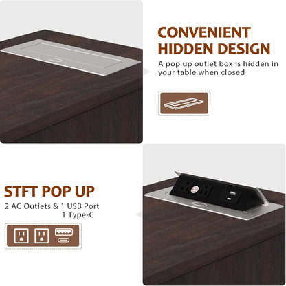 HIFYOBRO 3 Drawers End Table with Flip Top Charging Station, Narrow Side Table with Power outlets, Wooden Nightstand, End Table with Storage for Living Room and Bedroom